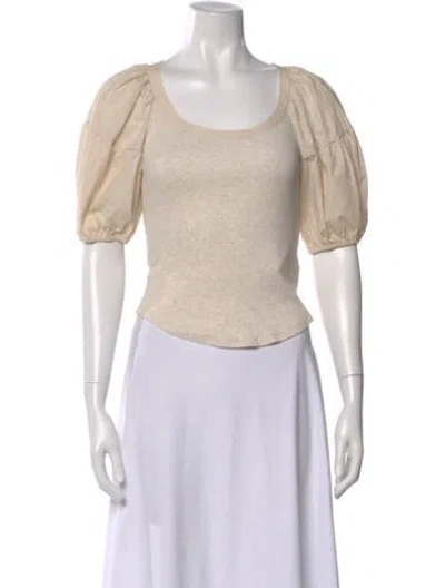 Pre-owned Ulla Johnson Scoop Neck Short Sleeve Top In Neutral
