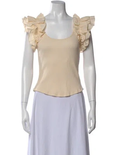 Pre-owned Ulla Johnson Scoop Neck Short Sleeve Top In Neutral