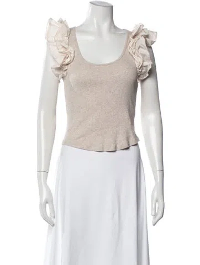 Pre-owned Ulla Johnson Scoop Neck Short Sleeve Top In Neutral