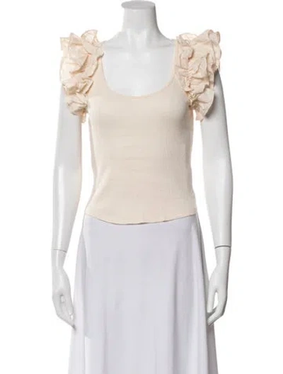 Pre-owned Ulla Johnson Scoop Neck Short Sleeve Top In Neutral