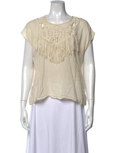 Pre-owned Ulla Johnson Scoop Neck Short Sleeve Top In Neutral
