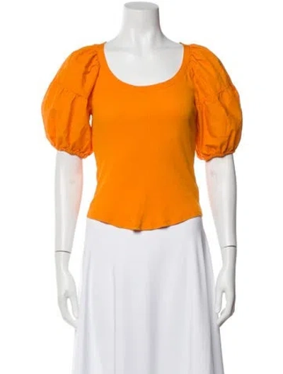 Pre-owned Ulla Johnson Scoop Neck Short Sleeve Top In Orange