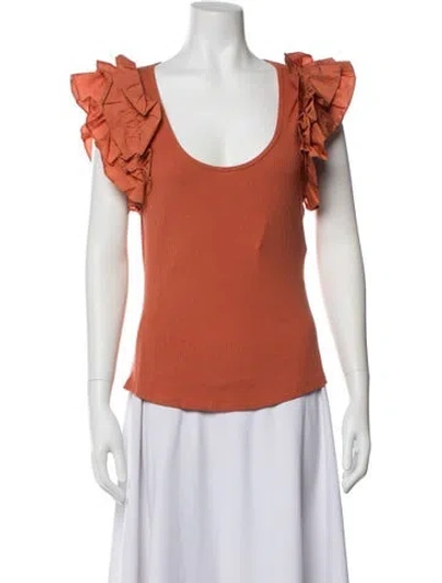 Pre-owned Ulla Johnson Scoop Neck Short Sleeve Top In Orange