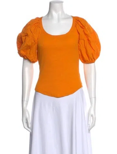 Pre-owned Ulla Johnson Scoop Neck Short Sleeve Top In Orange