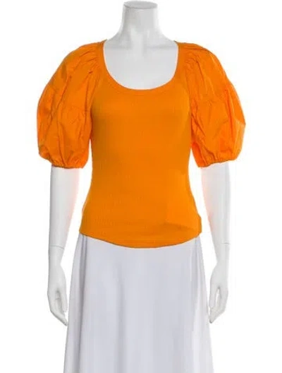 Pre-owned Ulla Johnson Scoop Neck Short Sleeve Top In Orange