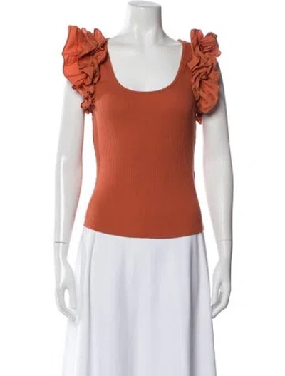 Pre-owned Ulla Johnson Scoop Neck Short Sleeve Top In Orange