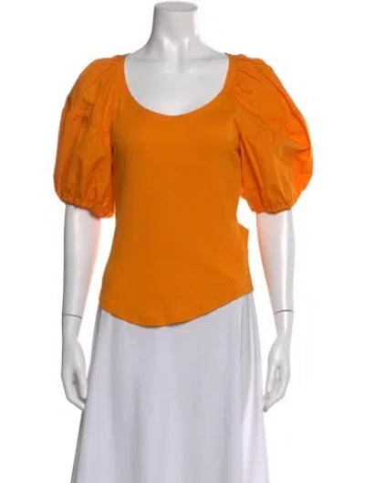 Pre-owned Ulla Johnson Scoop Neck Short Sleeve Top In Orange
