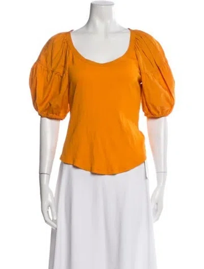Pre-owned Ulla Johnson Scoop Neck Short Sleeve Top In Orange