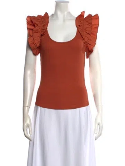 Pre-owned Ulla Johnson Scoop Neck Short Sleeve Top In Orange