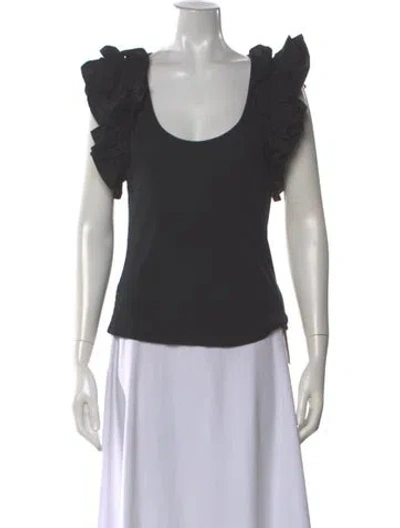 Pre-owned Ulla Johnson Scoop Neck Short Sleeve Top W/ Tags In Black