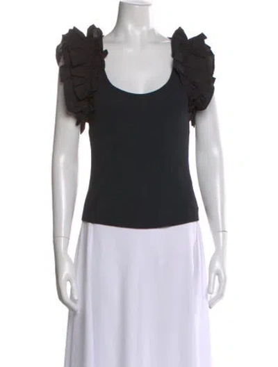 Pre-owned Ulla Johnson Scoop Neck Short Sleeve Top W/ Tags In Black