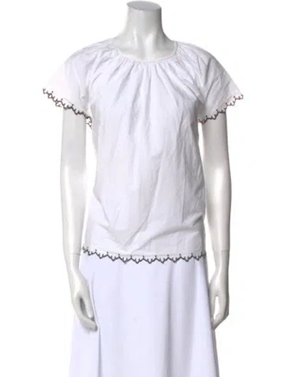 Pre-owned Ulla Johnson Scoop Neck Short Sleeve Top In White