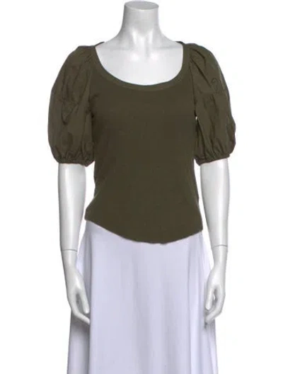 Pre-owned Ulla Johnson Scoop Neck Short Sleeve T-shirt In Green
