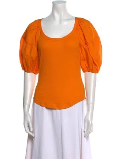 Pre-owned Ulla Johnson Scoop Neck Short Sleeve T-shirt In Orange