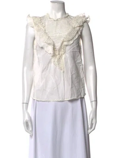 Pre-owned Ulla Johnson Scoop Neck Sleeveless Blouse In White