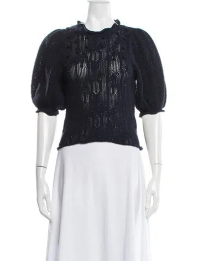 Pre-owned Ulla Johnson Scoop Neck Sweater In Blue