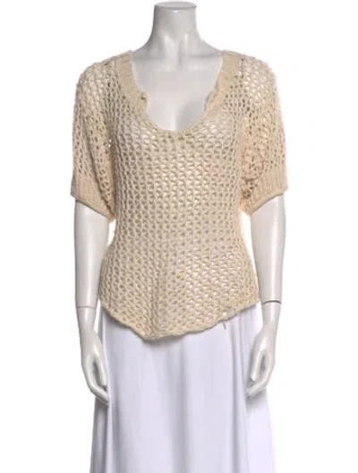 Pre-owned Ulla Johnson Scoop Neck Sweater In Neutral