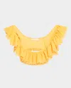 Ulla Johnson Selena Embroidered Flutter Bikini Top In Canary