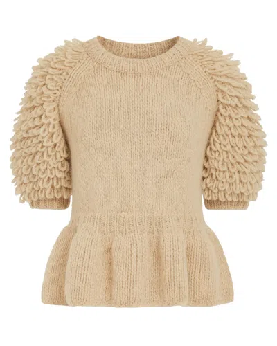 Ulla Johnson Selene Peplum Pullover In Brown