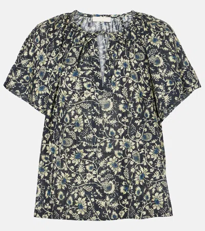 ULLA JOHNSON SENA PRINTED COTTON-BLEND TOP