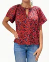 Ulla Johnson Sena Flutter Sleeve Cotton Blend Top In Red