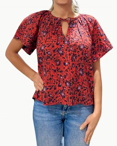 Ulla Johnson Sena Flutter Sleeve Cotton Blend Top In Poppy