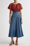 Ulla Johnson Sena Flutter Sleeve Cotton Blend Top In Red