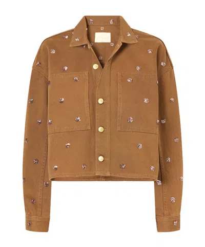 Ulla Johnson Sequin-embellished Denim Jacket In Brown