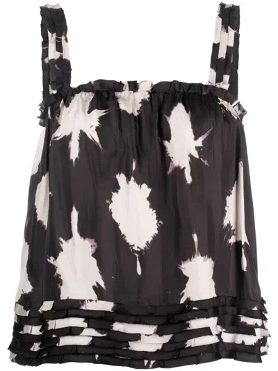 Ulla Johnson Sera Prismatic Shape-print Silk Top In Black