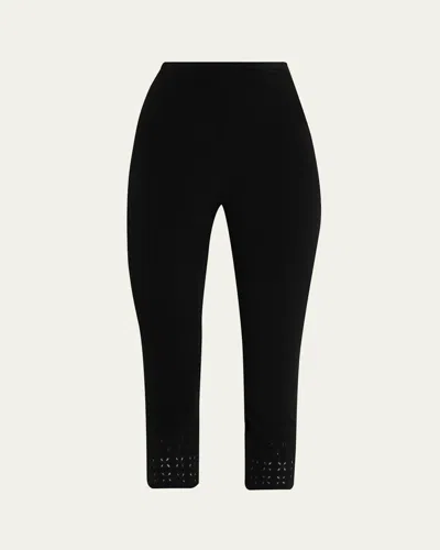 Ulla Johnson Seraphine Eyelet Knit Capri Leggings In Black