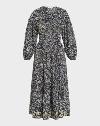 Ulla Johnson Serephina Long-sleeve Midi Dress In Midnight B