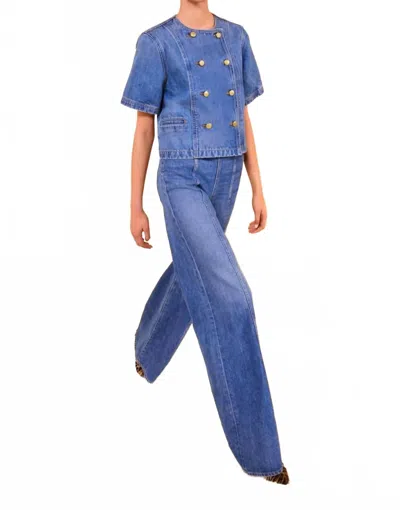 Ulla Johnson Serge Short Sleeve Jacket In Danube In Multi