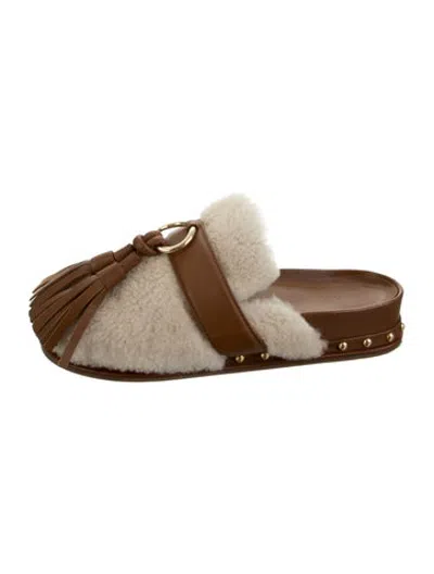 Pre-owned Ulla Johnson Shearling Mules In Brown