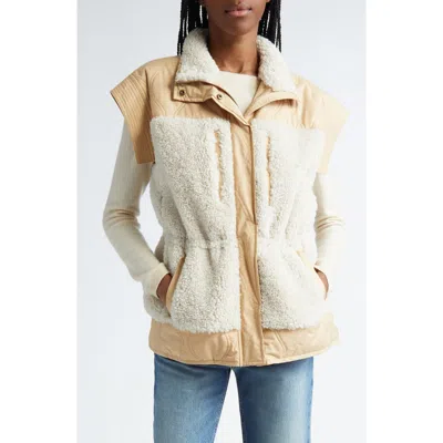 Ulla Johnson Shiloh Faux Shearling Mixed Media Vest In Brown