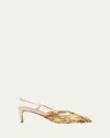 Ulla Johnson Shira Sequin Leather Kitten-heel Slingback Pumps In Gold
