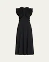 Ulla Johnson Shiva Sleeveless Ruffled Midi Dress Noir