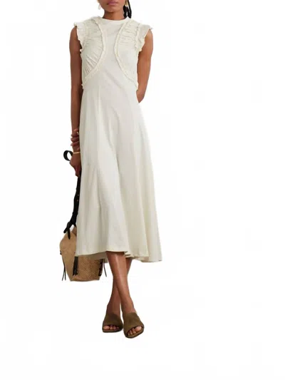Ulla Johnson Shiva Ruffled Ruched Organic Cotton Midi Dress In White