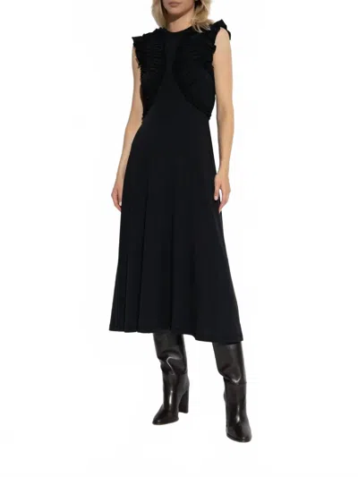 Ulla Johnson Shiva Sleeveless Ruffled Midi Dress In Noir In Black