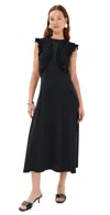 Ulla Johnson Shiva Sleeveless Ruffled Midi Dress Noir In Black