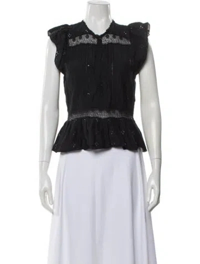 Pre-owned Ulla Johnson Short Sleeve Blouse In Black