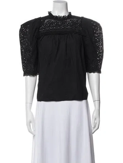Pre-owned Ulla Johnson Short Sleeve Blouse In Black
