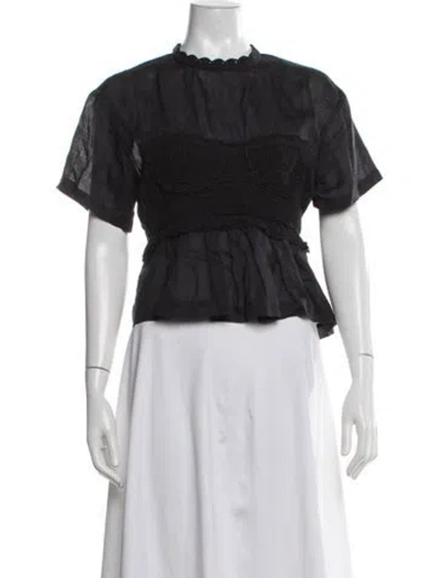 Pre-owned Ulla Johnson Short Sleeve Blouse In Black