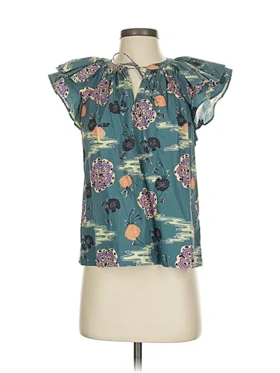 Pre-owned Ulla Johnson Short Sleeve Blouse In Blue
