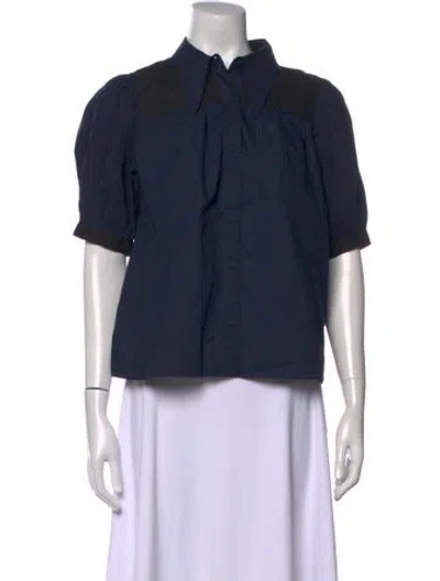 Pre-owned Ulla Johnson Short Sleeve Blouse In Blue