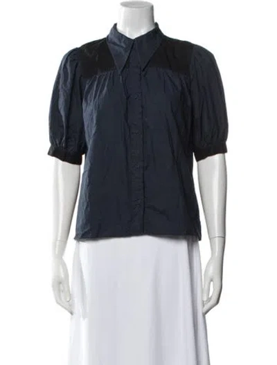 Pre-owned Ulla Johnson Short Sleeve Blouse In Blue