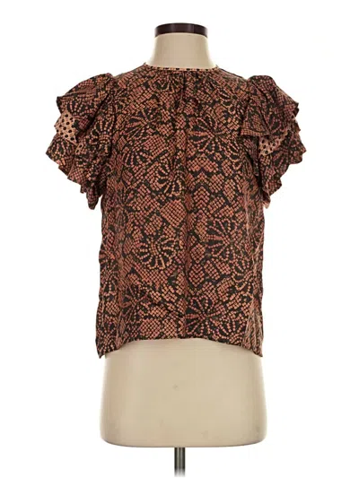 Pre-owned Ulla Johnson Short Sleeve Blouse In Brown