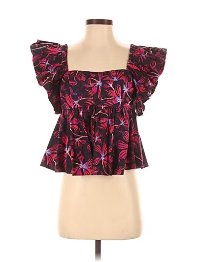 Pre-owned Ulla Johnson Short Sleeve Blouse In Burgundy