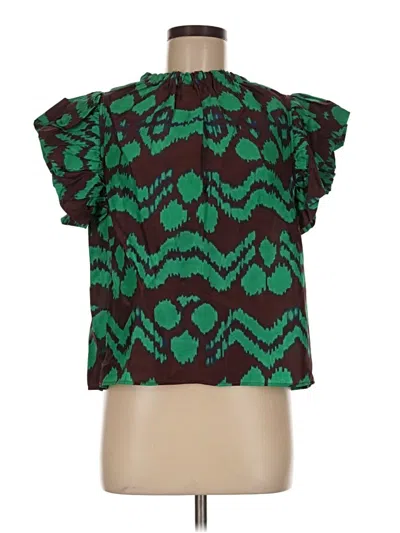 Ulla Johnson Short Sleeve Blouse In Green