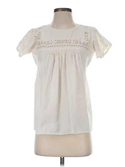 Pre-owned Ulla Johnson Short Sleeve Blouse In Ivory