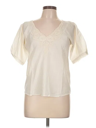 Pre-owned Ulla Johnson Short Sleeve Blouse In Ivory